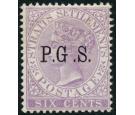 SG O3a. 1889 6c Lilac. Wide space between 'G' and 'S'. Superb fr