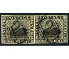 SG1. 1854 1d Black. Exceptional fine used pair...