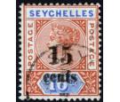 SG19b. 1893 15c on 16c Chestnut and ultramarine. 'Surcharge Doub