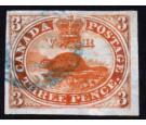 SG7b. 1852 3d Scarlet-vermilion 'Major re-entry'. Superb fine us