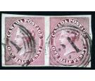 SG17. 1857 1/2d Deep rose. Superb fine used horizontal pair...