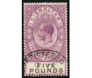 SG108. 1925 £5 Violet and black. Superb fine used with 'Registe