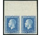 SG424a. 1922 5d Light blue. 'Imperforate Pair'. Brilliant fresh 