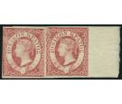 SG3a. 1859 (2d) Carmine. 'Major re-entry'. Superb sheet marginal