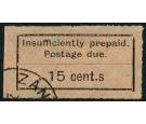 SG D8a. 1929 15c Black/orange. 'cent.s' for 'cents'. Superb fine
