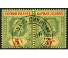 SG32. 1908 5/- Green and red/yellow. Brilliant fine used pair...