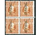 SG O74. 1910 3d Chestnut. 'OFFICIAL'. Brilliant mint block...