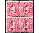 SG O75. 1910 6d Carmine. 'OFFICIAL'. Superb mint block...