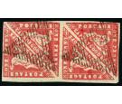 SG13a. 1861 1d Carmine. Magnificent used block of four...