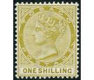SG24b. 1894 1/- Olive-yellow. 'Slash Flaw'. Brilliant fresh U/M 