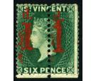 SG28a. 1880 1d on half 6d Deep blue-green. 'Unsevered Pair'. Sup