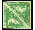 SG21. 1863 1/- Bright emerald-green. Superb fresh mint pair...