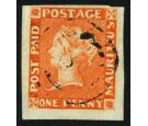 SG6. 1853 1d Vermilion. Early Impression. Superb used with beaut