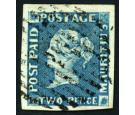 SG8. 1849 2d Blue. Early Impression. Choice superb fine used...