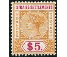 SG105. 1898 $5 Orange and carmine. Choice superb fresh mint...