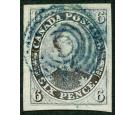 SG2. 1851 6d Slate-violet. 'Laid Paper'. Beautiful used with blu