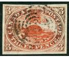 SG6. 1852 3d Deep red. Superb used with excellent colour and lar