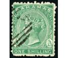 SG38. 1865 1/- Blue-green. Superb fine used with excellent colou