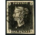 1840. 1d Black. Plate 3. Lettered T-K 'Fish-tailed M.X.' Superb