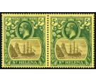 SG95b. 1922 5/- Grey and green/yellow 'Torn Flag'. Brillaint fre