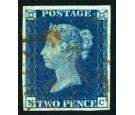 1840. 2d. Deep blue. Plate 2. Lettered N-C. 'RED M.X.' Superb fi
