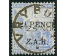 SG4a. 1899 '2 1/2 PENCE' on 2 1/2d Blue. 'Italic 'Z'. Superb wel