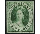 SG3. 1860 6d Green. Superb fine used with beautiful colour...