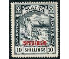 SG96s. 1919 10/- Black. 'SPECIMEN'. Superb fresh mint...