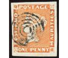 SG7. 1853 1d Orange-vermilion. Early Impression. Superb fine use