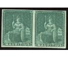 SG27. 1858 (4d) Deep green. Superb fresh mint pair...