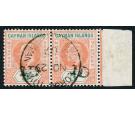 SG19. 1907 1d on 5/- Salmon and gree. Exceptional used pair...