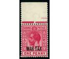 SG97a. 1918 1d Carminr 'Watermark Sideways' U/M sheet marginal m