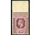 SG205aw 1914 25c Dull purple and mauve 'Watermark Inverted'. U/M