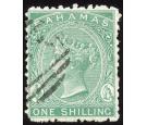 SG38. 1865 1/- Blue-green. Superb fine well centred used...