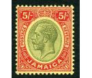 SG67. 1919 5/- Green and red/yellow. Superb fresh mint...