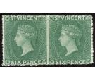 SG4a. 1862 6d Deep green. 'Imperforate Between, Horizontal Pair'