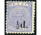 SG72. 1892 1/2d on 1d Dull blue. Superb fresh mint...