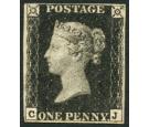 1840. 1d Intense black. Plate 6. Lettered C-J. Very fine fresh m