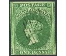 SG5. 1858 1d Deep yellow-green. Choice superb fine used...