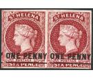 SG8. 1871 1d Lake. Brilliant fresh mint pair...