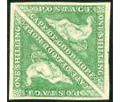 SG21. 1863 1/- Bright emerald-green. Choice superb fresh mint pa