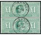 SG266. 1902 £1 Dull blue-green. Choice superb fine used pair...