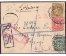 SG38a/40/47. 1912 Neat, small Registered envelope to Chicago...