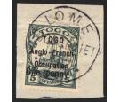SG H13. 1914 1d on 5pf Green. Superb used on piece...