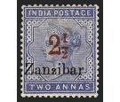 SG26k. 1895 2 1/2a on 2a Pale blue. Roman '1' in '1/2'...