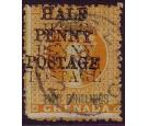 SG43a. 1889 1/2d on 2/- Orange. 'Surcharge Double'...