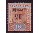 SG18a. 1893 15c on 16c Chestnut and blue, variety 'Surcharge Inv