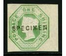 SG55s. 1854 1/- Green. Die WW2. 'SPECIMEN'...
