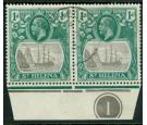 SG98c. 1922 1d Grey and green. 'Cleft Rock'. Used Plate pair...