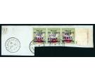 SG9. 1893 1/2d on 2d Grey-green and carmine. Strip of three...